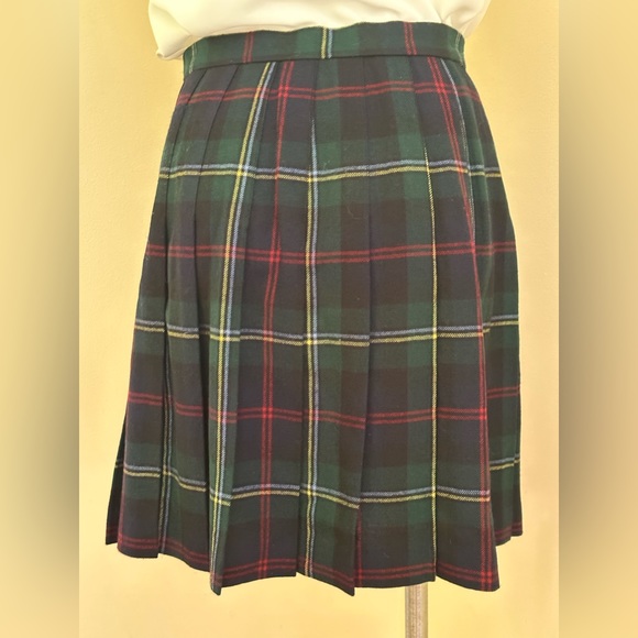 Talbots Green Multi Color Wrap Plaid Skirt Button Closure & Fringe Side Sz 10P. - Picture 4 of 11